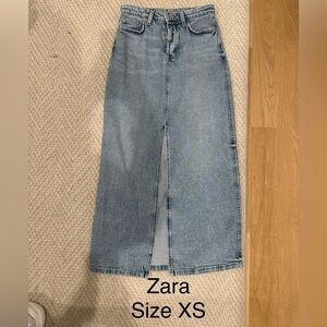 Zara Light Blue Denim Long Skirt